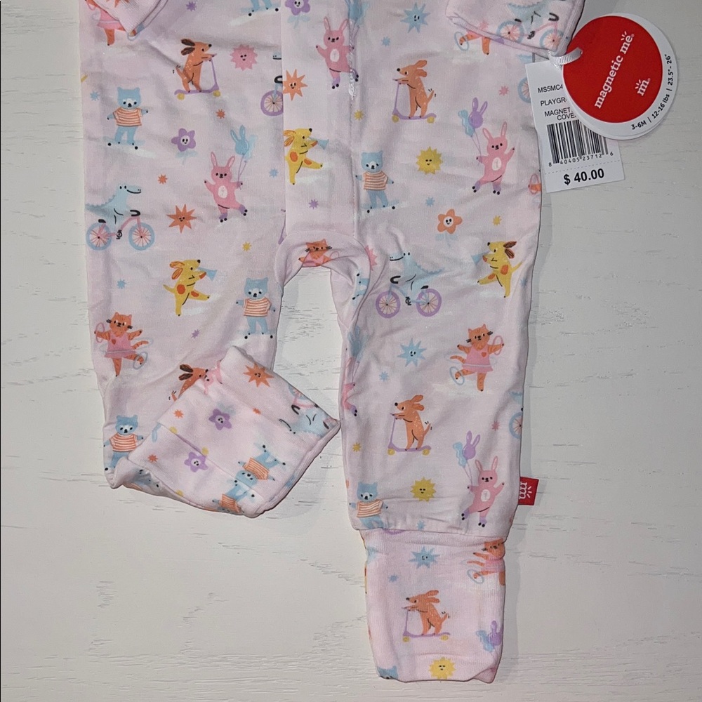 Magnetic Me Pink Dog Playground Pals Convertible Romper Footie 6-9 months - Picture 5 of 7